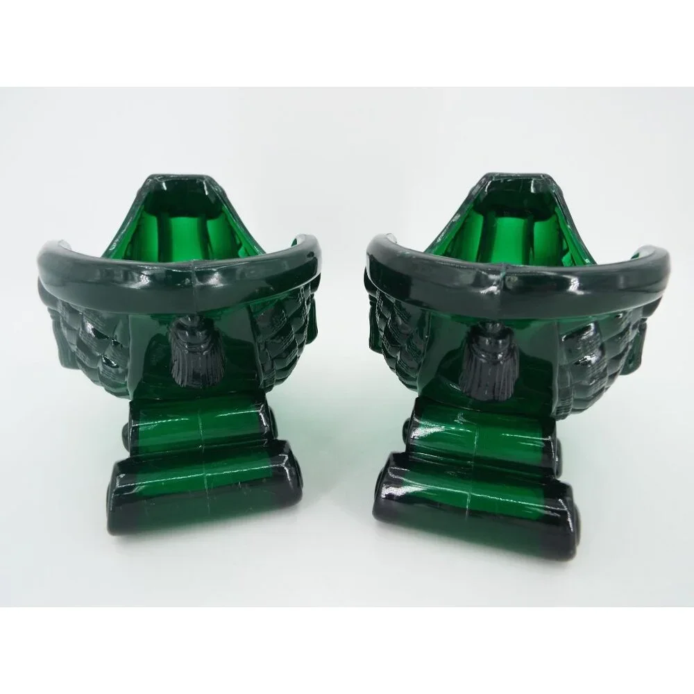Vintage Green Hard Plastic Christmas Sleigh Candy Dish Pair of 2